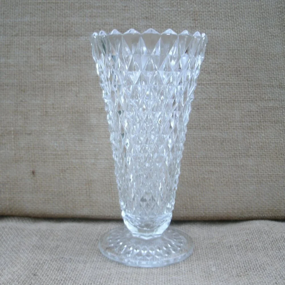 Vintage Indiana Glass Diamond Point Vase